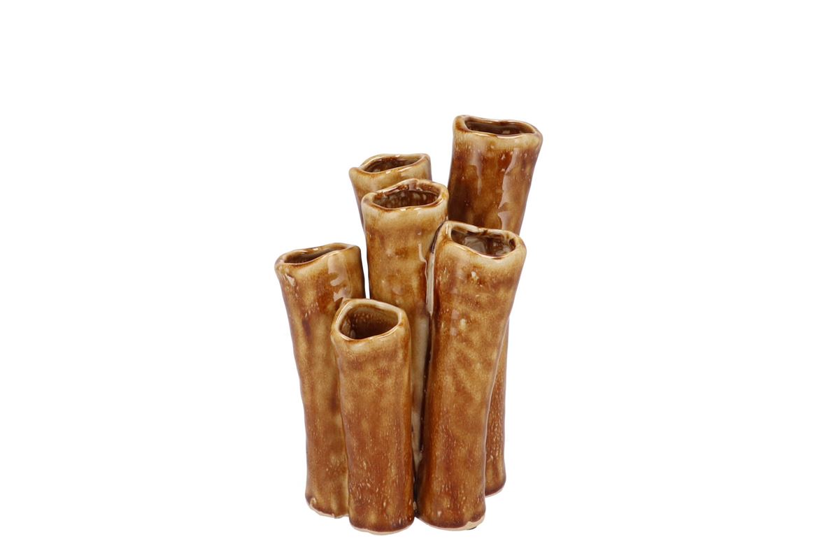 Inga Barrier Brown Vase Tube Active Glaze 15x12x21