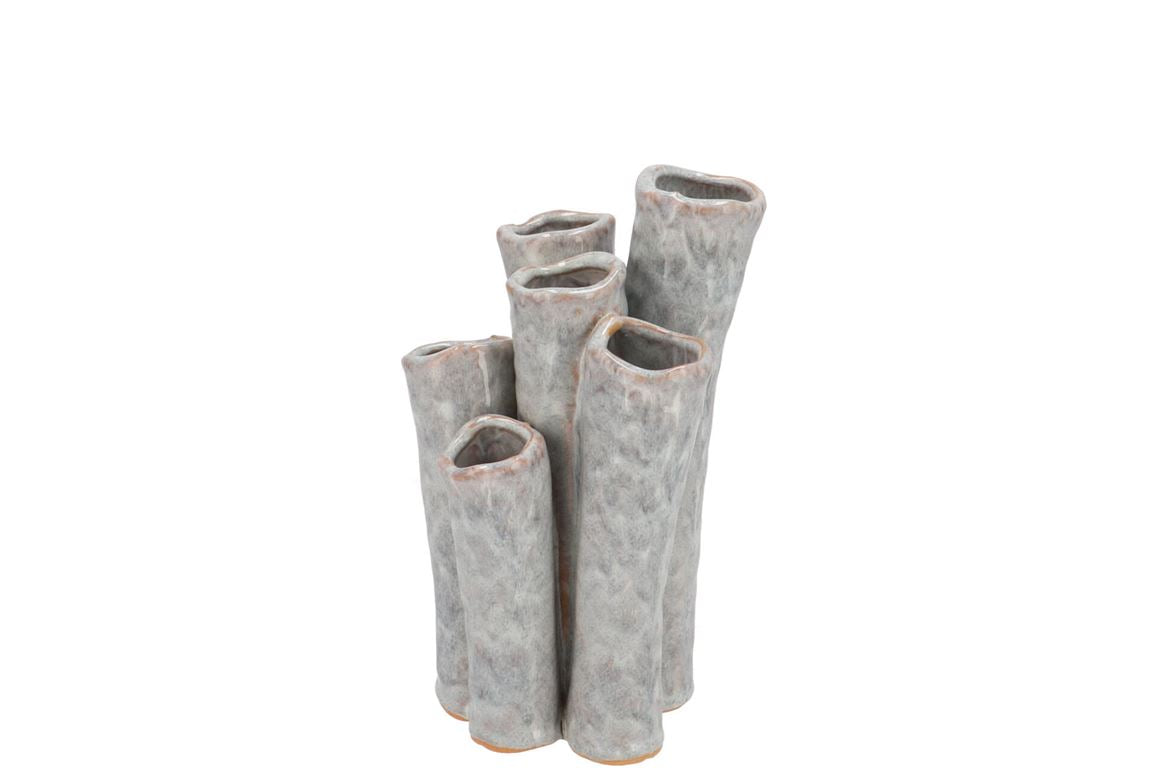 Inga Barrier Grey Vase Tube Active Glaze 15x12x21c