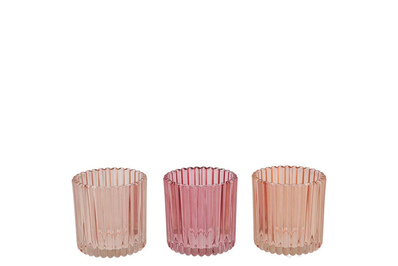 Roman Sweets Pink Mix Glass Candle Holder Ass 8x8x