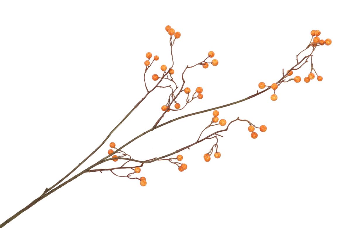 Silk Berry Branched Orange 93cm