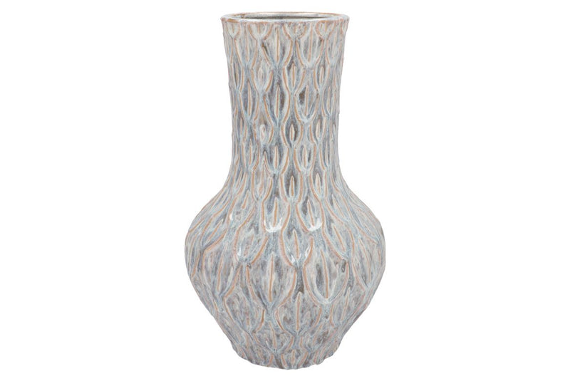 Inga Boa Grey Vase Neck Active Glaze 28x28x46cm Nm