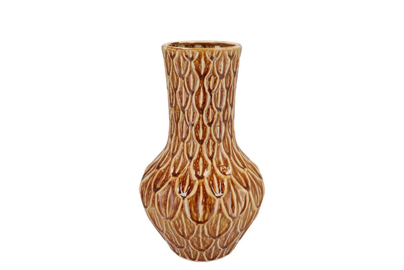 Inga Boa Brown Vase Neck Active Glaze 23x23x39cm N