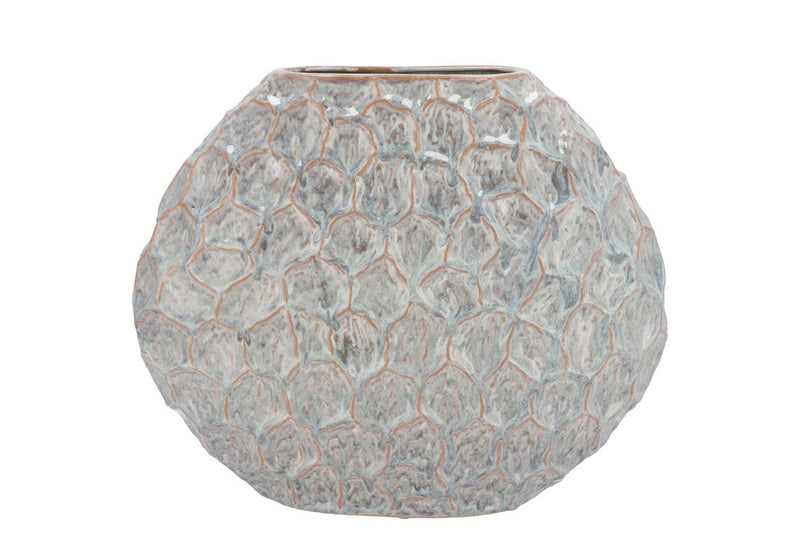 Inga Jada Grey Oval Vase Active Glaze Struct 32x12