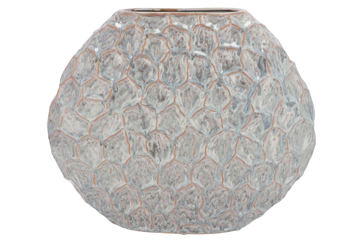 Inga Jada Grey Oval Vase Active Glaze Struct 41x15