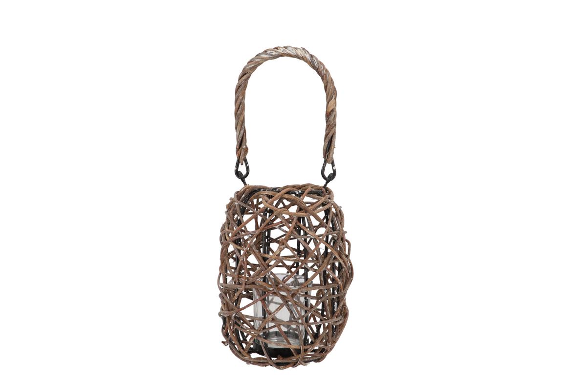 Lantern Masa Natural Vine Wood Round 16x22cm Nm