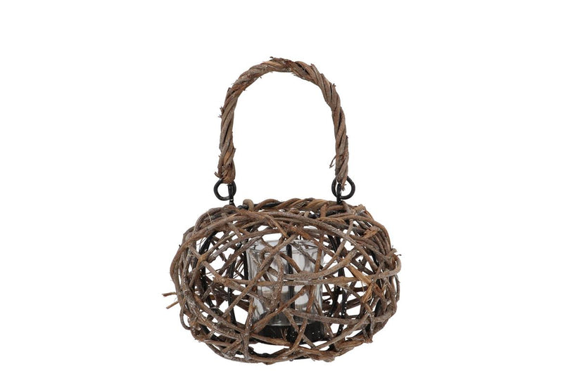 Lantern Masa Natural Vine Wood Round 16x12cm