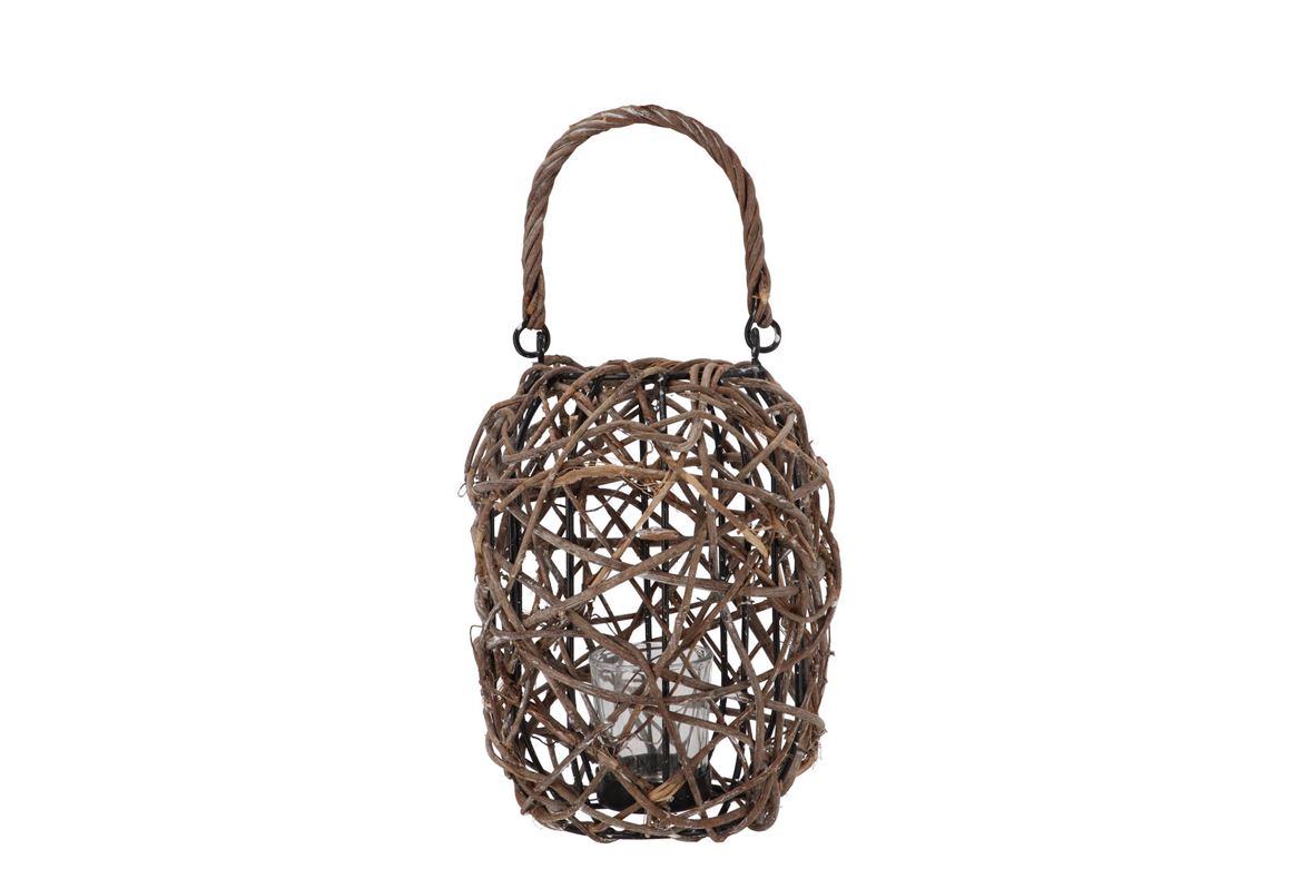 Lantern Masa Natural Vine Wood Round 14x17cm