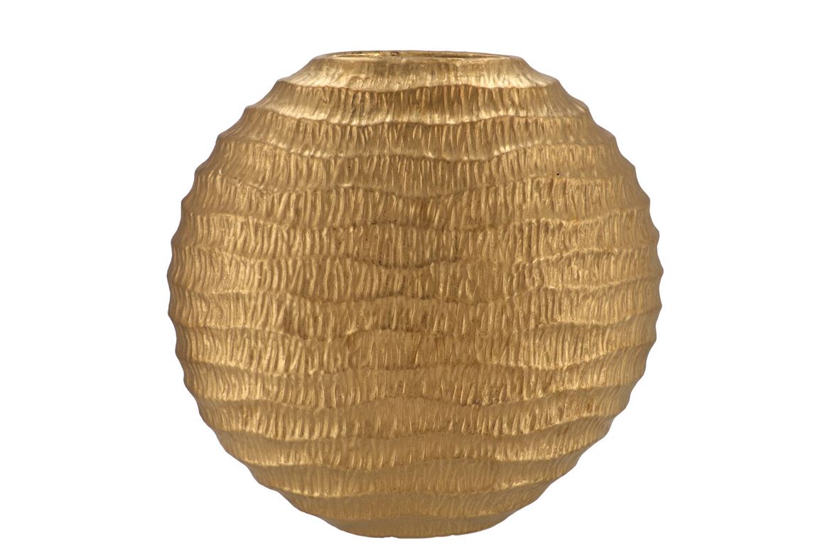 Inga Jada Gold Oval Vase Wave 41x14x39cm