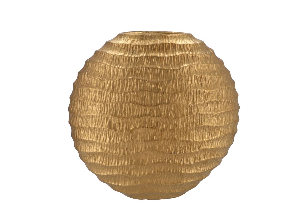 Inga Jada Gold Oval Vase Wave 31x12x30cm