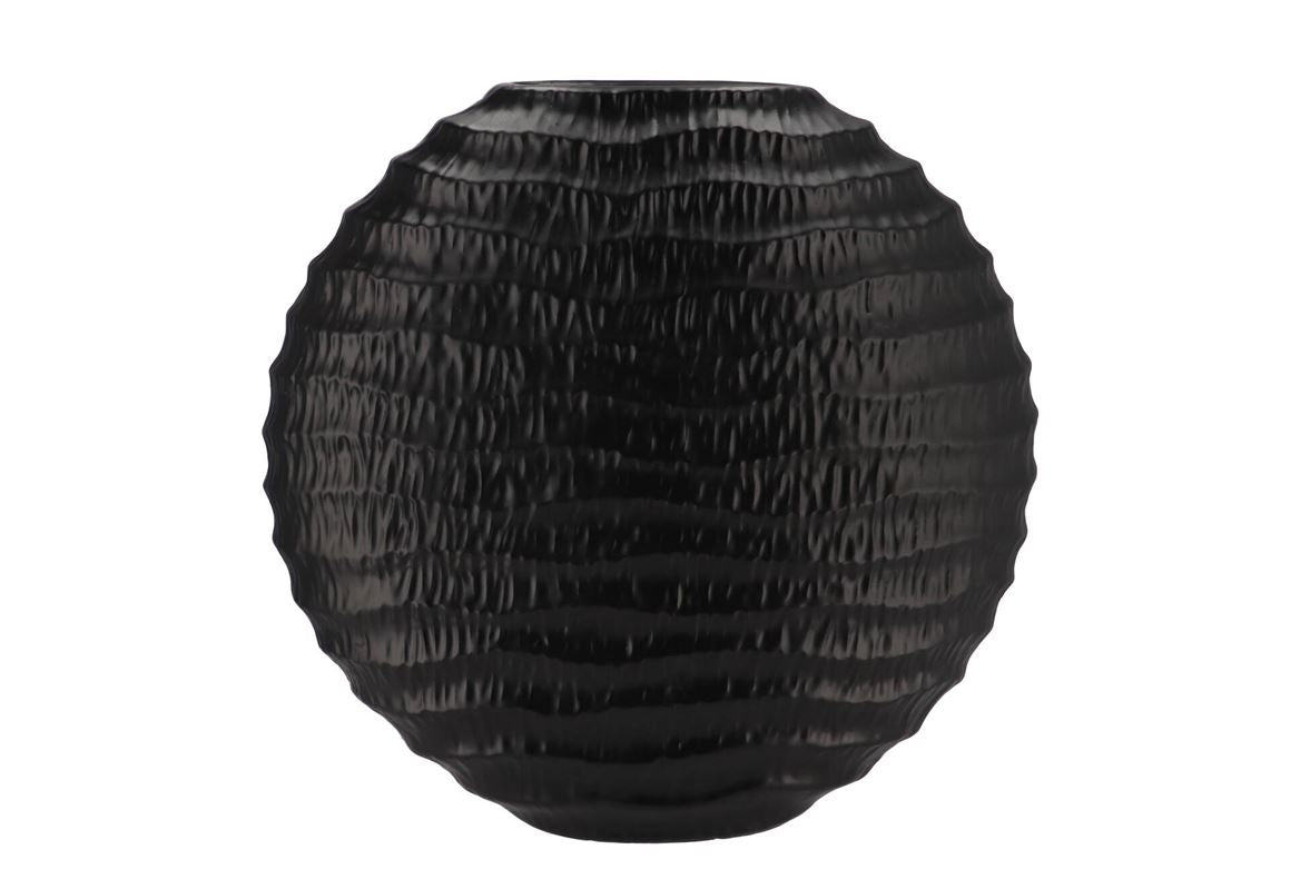 Inga Jada Black Oval Vase Wave 41x14x39cm