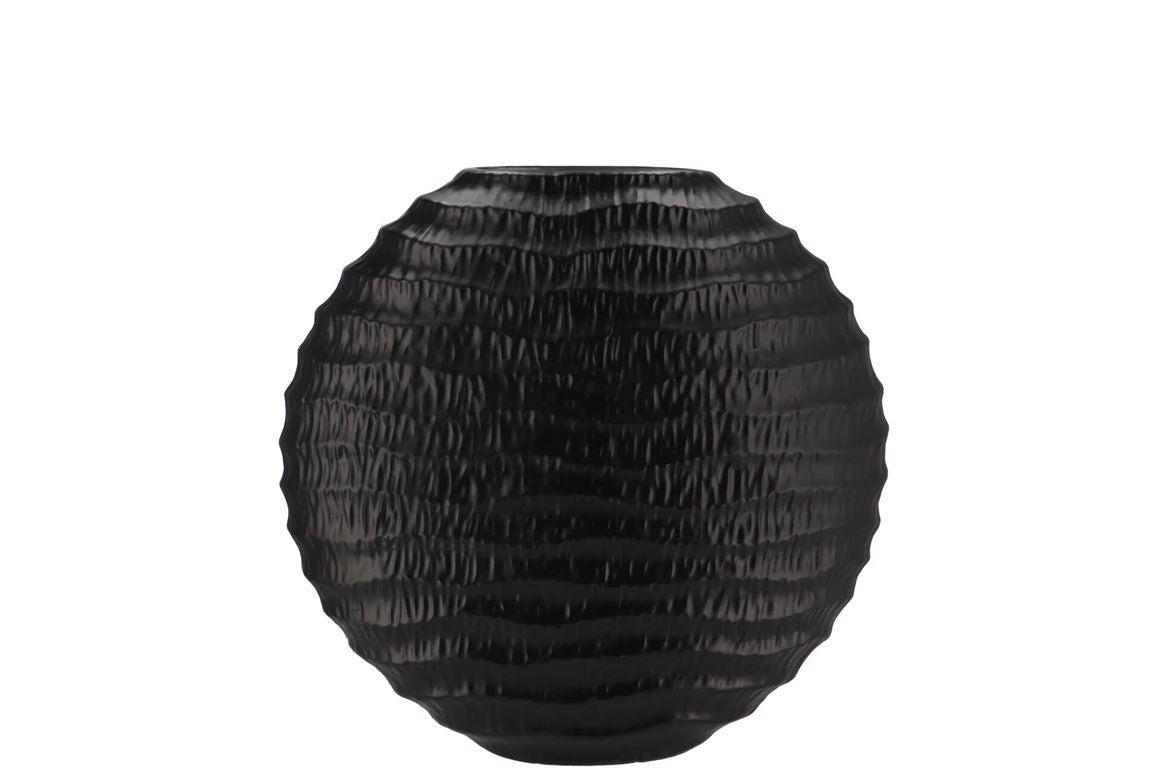 Inga Jada Black Oval Vase Wave 23x10x22cm