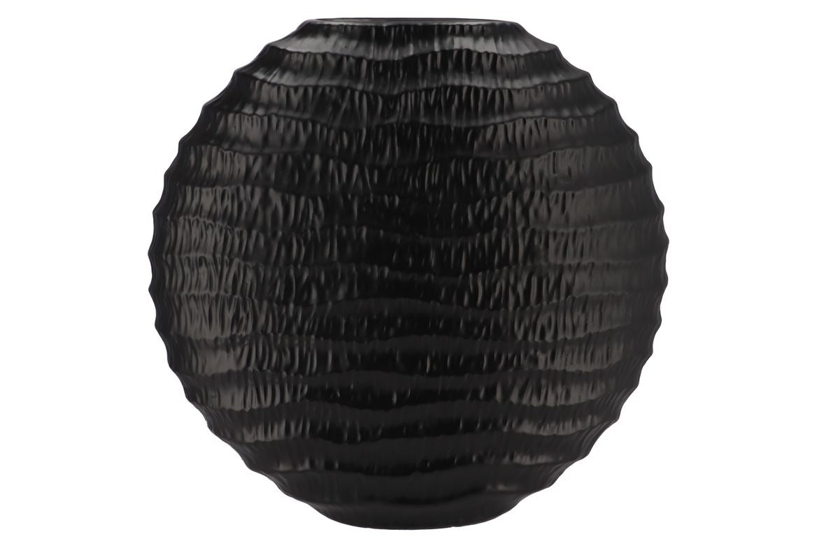 Inga Jada Black Oval Vase Wave 51x17x50cm