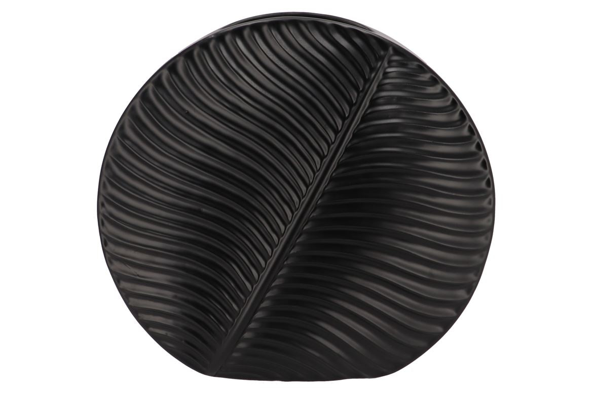 Inga Leaf Black Vase Round 42x15x39cm