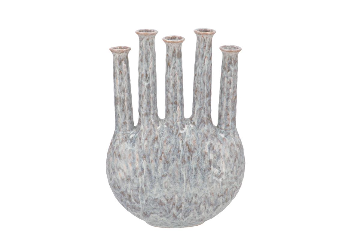 Inga Jahra Grey Vase Oval Tube Active Glaze 28x12x