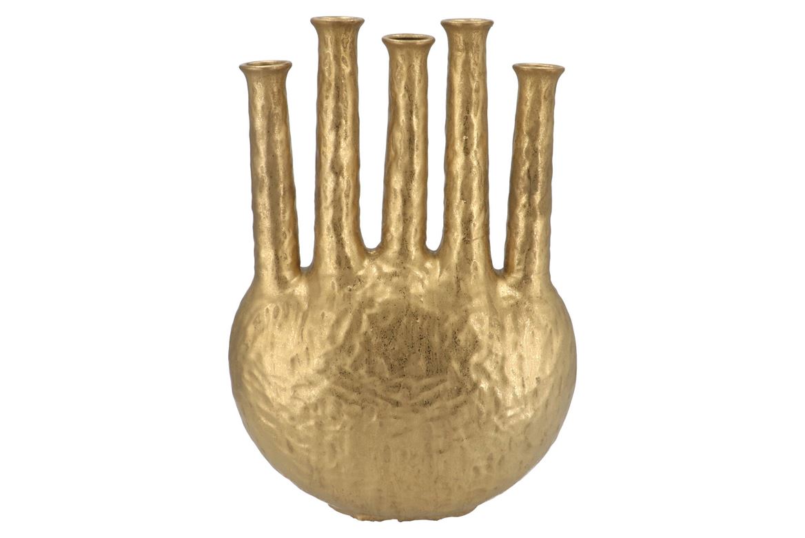 Inga Jahra Gold Vase Oval Tube 34x15x47cm Nm