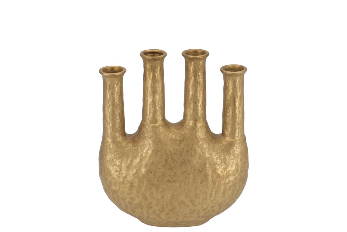 Inga Jahra Gold Vase Oval Tube 23x10x27cm