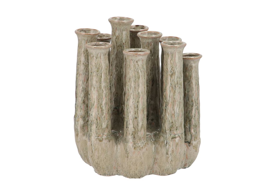 Inga Jahra Green Vase Tube Active Glaze 26x17x29cm