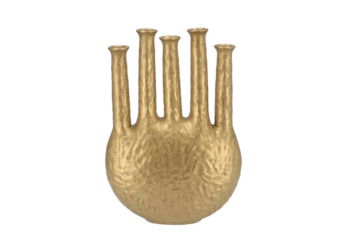 Inga Jahra Gold Vase Oval Tube 28x12x39cm Nm