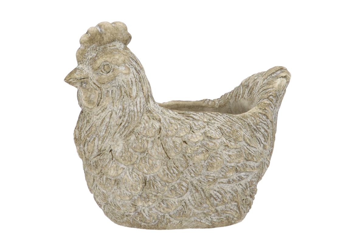 Concrete Farm Grey Chicken Planter 22x15x18cm Nm