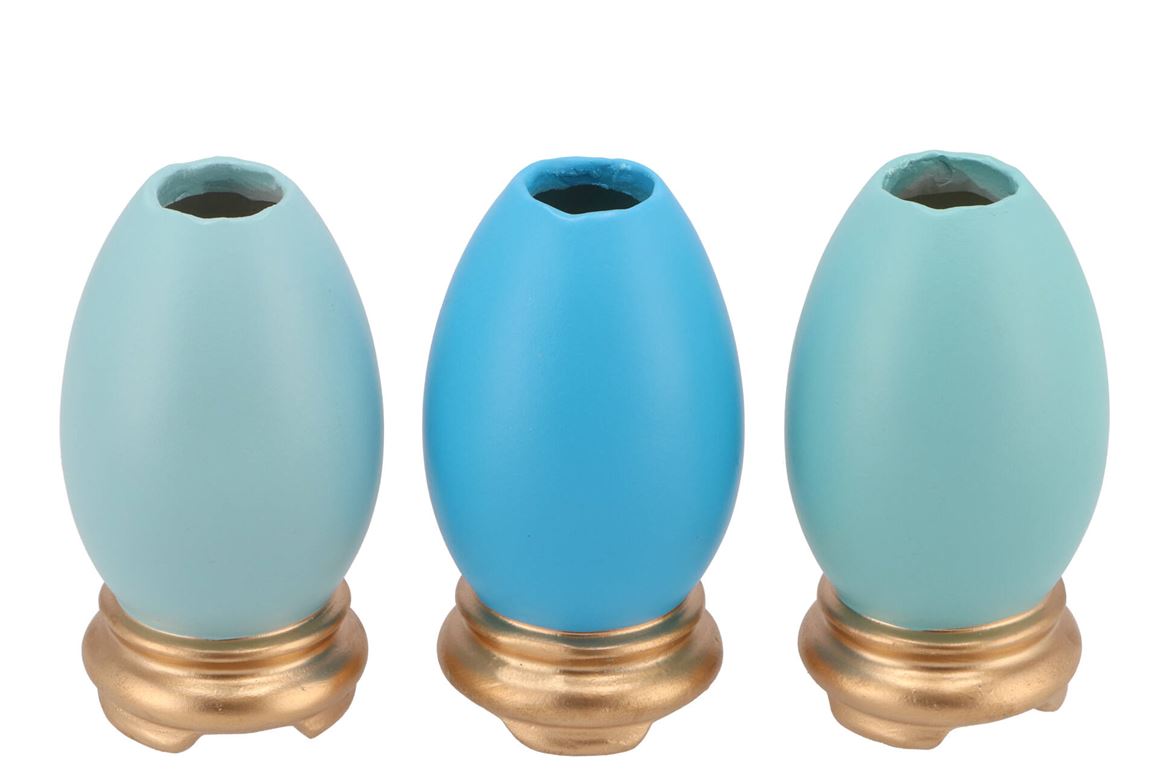 Easter Eggcited Vase Blue Ass P/1 8x8x15cm Nm