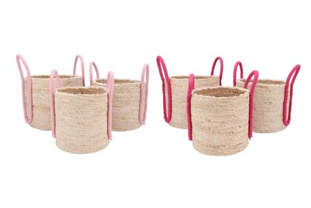 Venice Fuchsia/pink Basket Handle Set 3 35x28/32x2