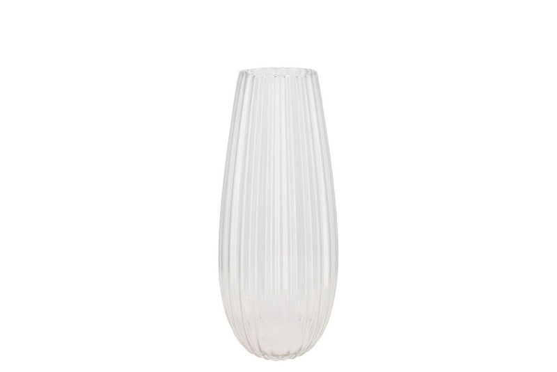 Glass Vase Cone Stripes 17x37cm