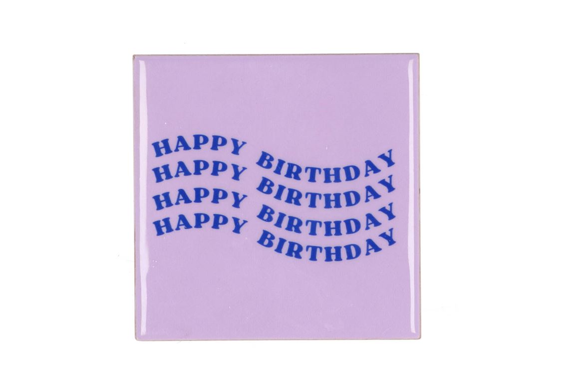 Tile Birthday Purple 10x10x1cm