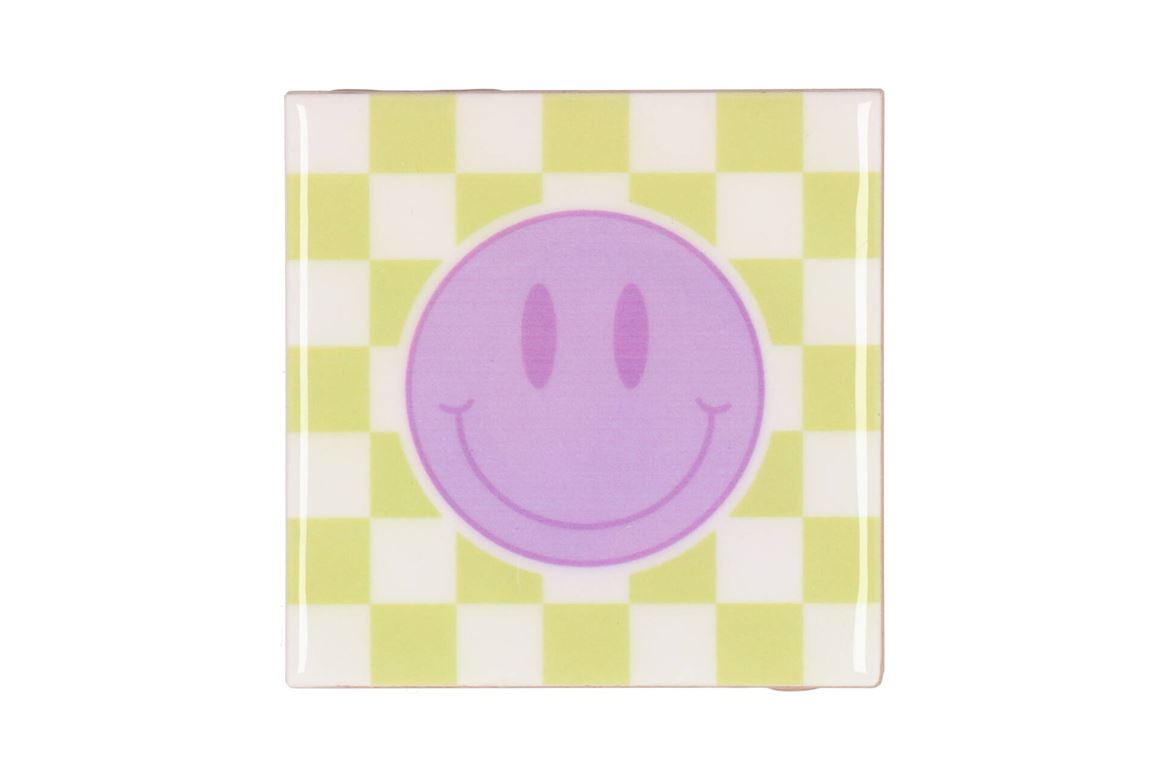 Tile Smiley Purple/green/white 10x10x1cm