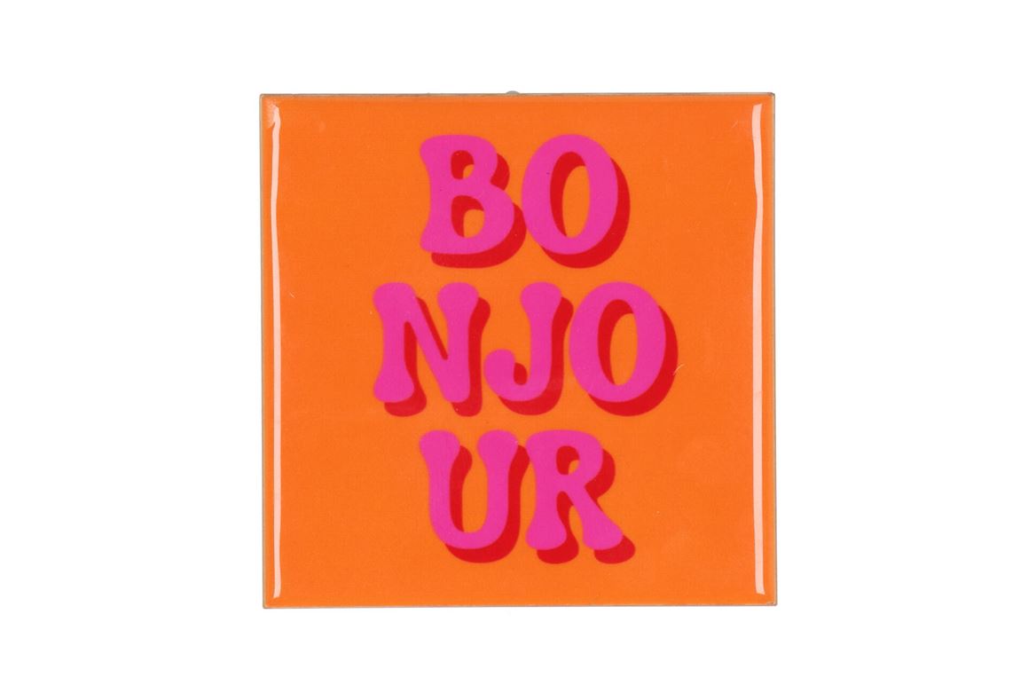 Tile Bonjour Orange 10x10x1cm