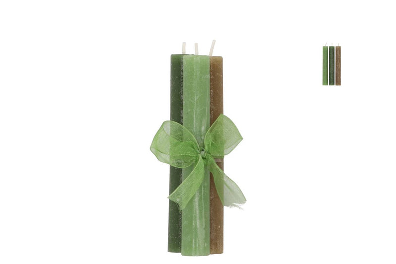 Frosty Green Mix Taper Candle 2x15cm