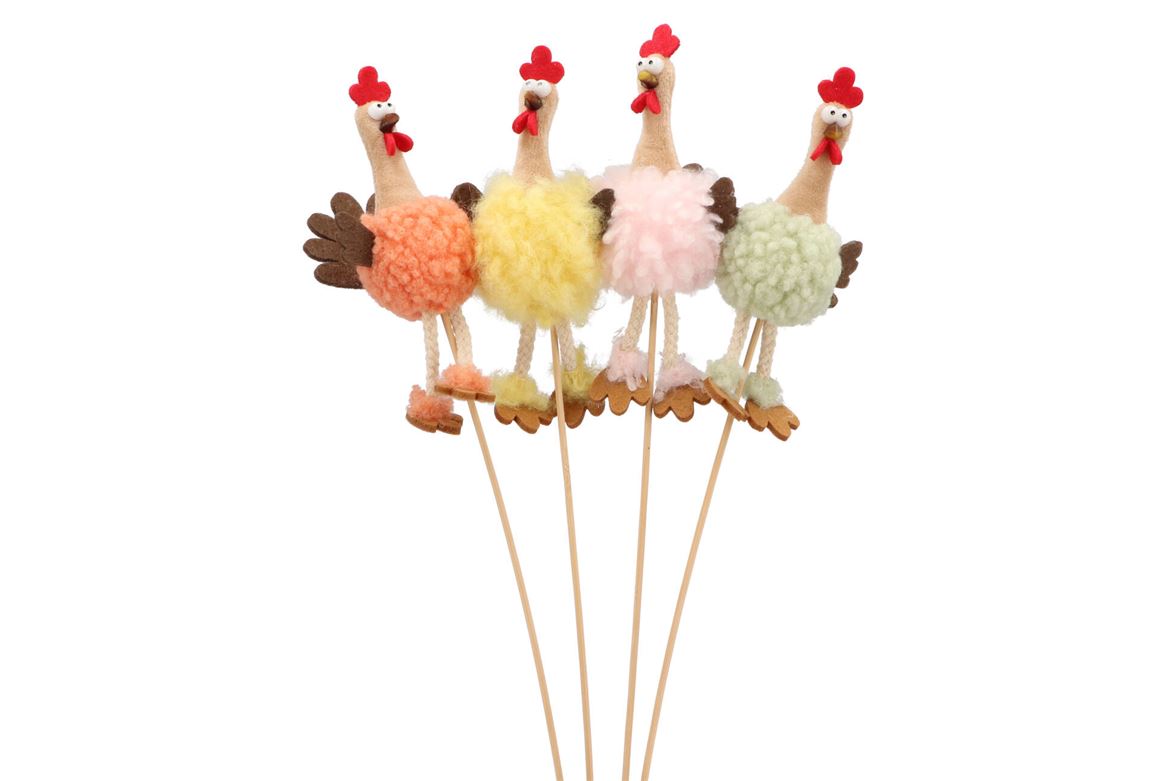 Easter Stick Fluffy Chicken Legs Color Ass P/1 50x