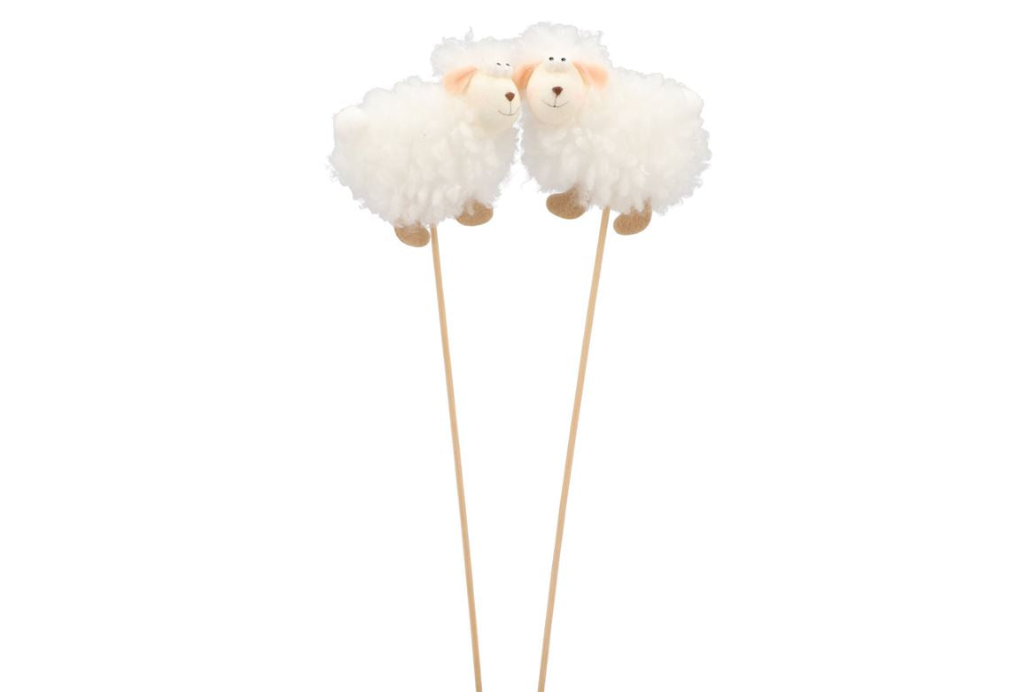 Easter Stick Fluffy Sheep White 50x7cm