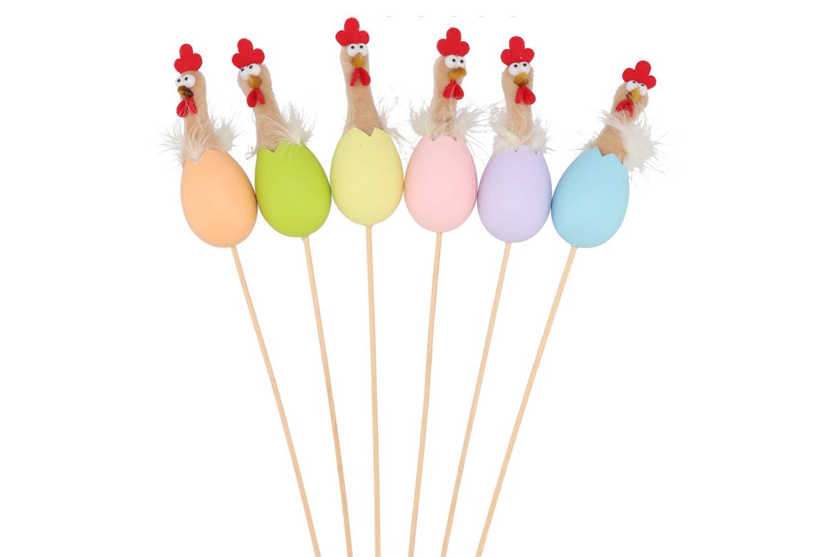 Easter Stick Fluffy Chicken Color Ass P/1 50x4cm