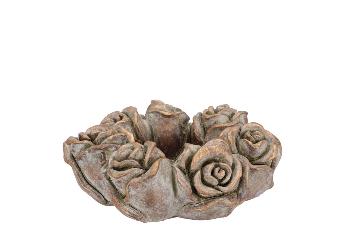 Concrete Gold Rose Wreath Pot 21x21x8cm