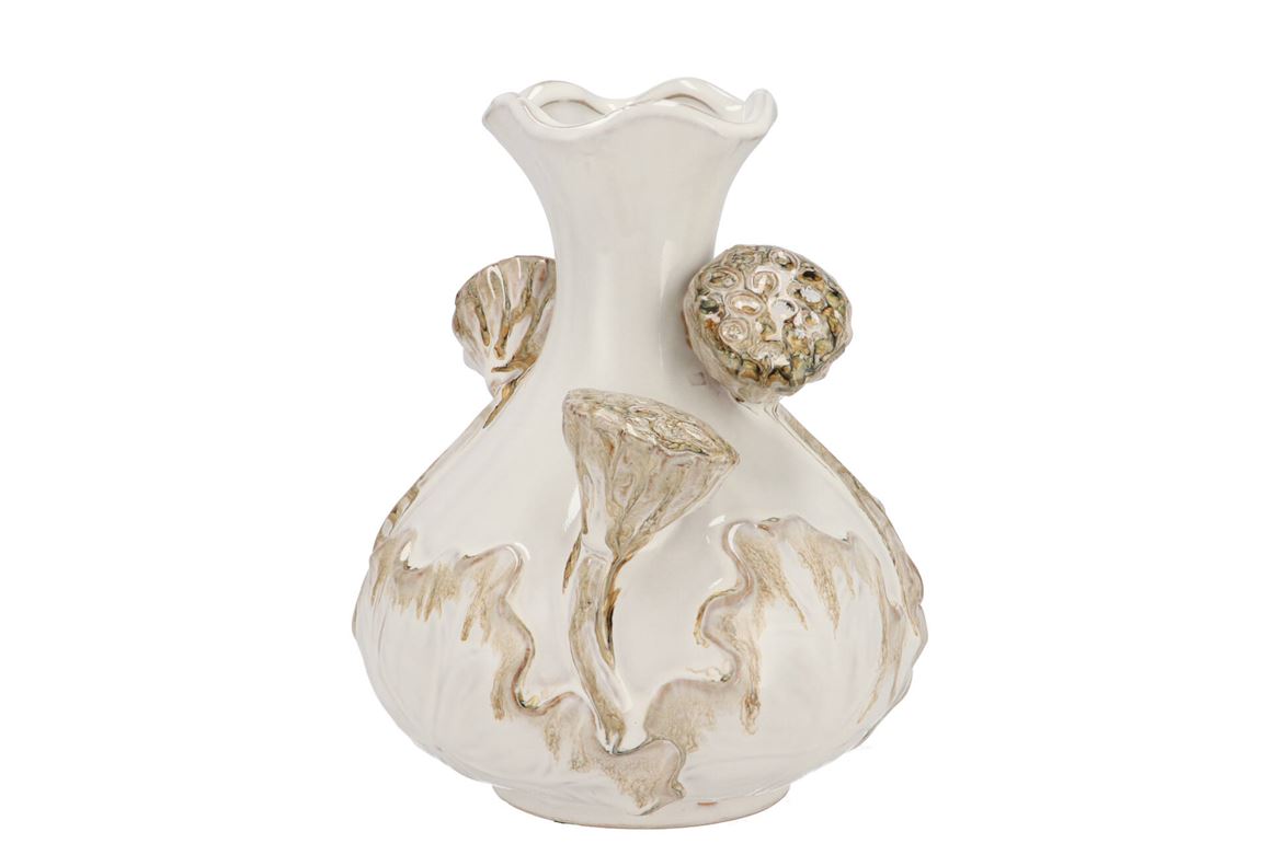 Mara White Vase Neck Lotus 21x21x25cm