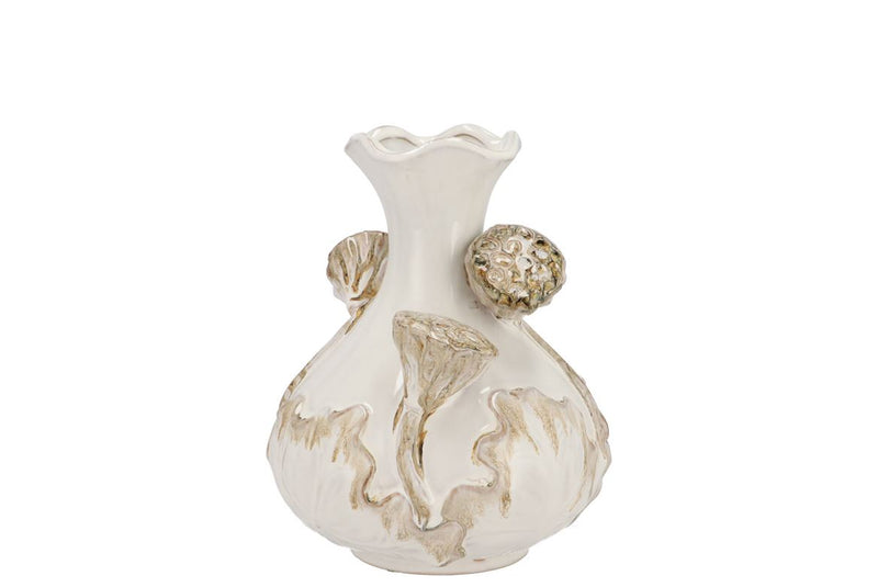 Mara White Vase Neck Lotus 15x15x20cm