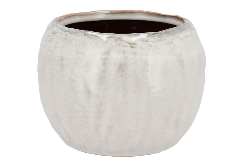 Iron Stone White Ball Pot 24x24x16cm