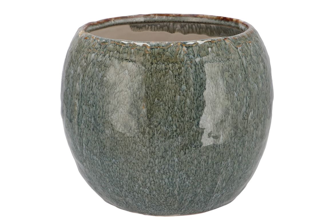 Iron Stone Blue Ball Pot 24x24x16cm