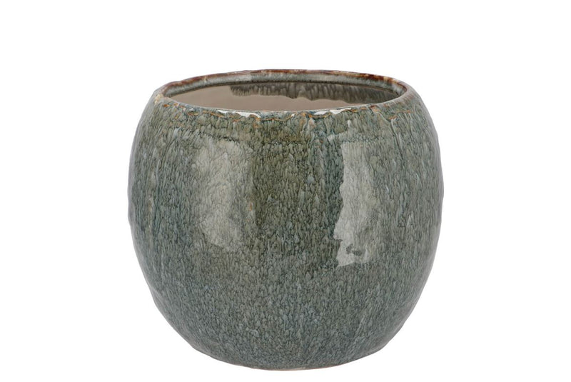 Iron Stone Blue Ball Pot 18x18x14cm