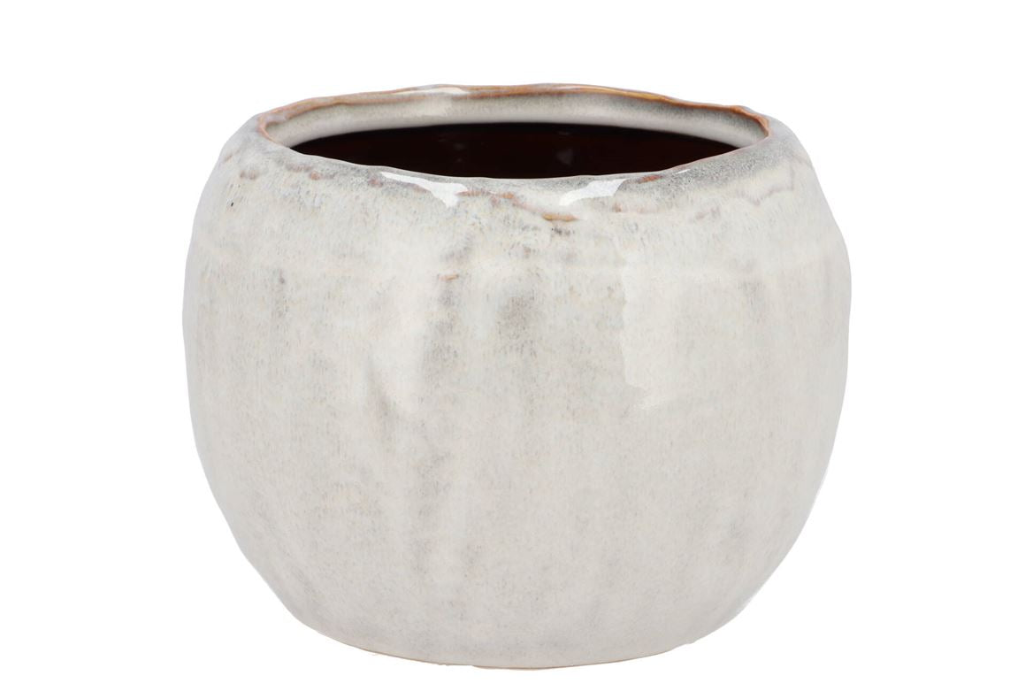 Iron Stone White Ball Pot 20x20x16cm