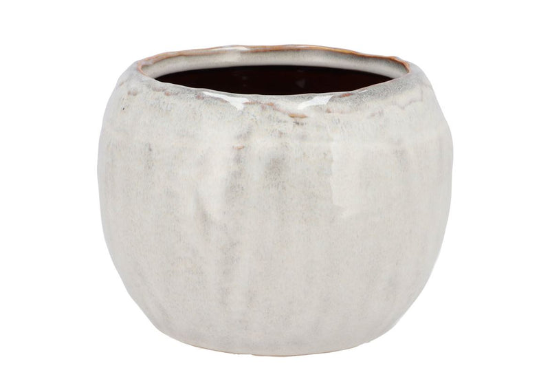 Iron Stone White Ball Pot 20x20x16cm