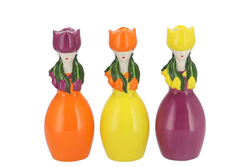 Lucy Dutch Orang/yel/purp Mix Vase Tulip Woman Ass