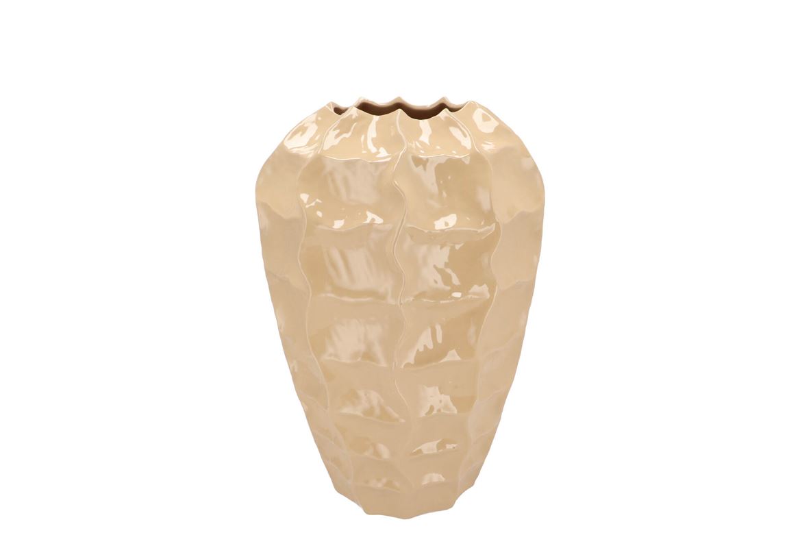 Lima Beige Vase Long Carve 22x22x29cm