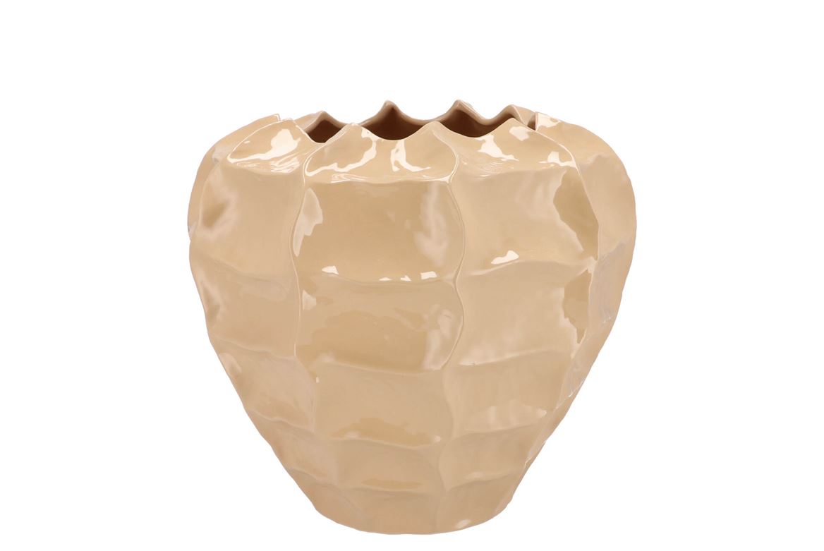 Lima Beige Vase Carve 27x27x23cm