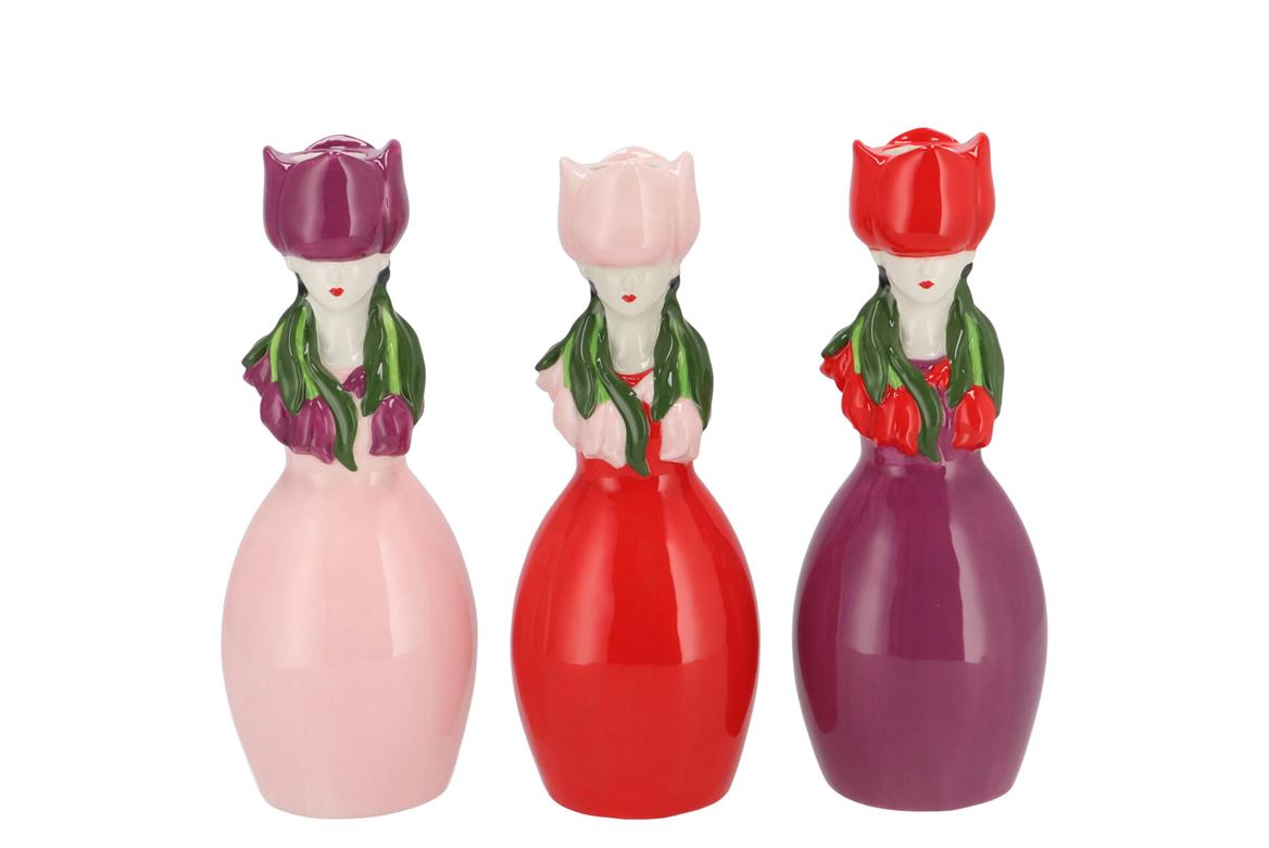 Lucy Dutch Pink/red/purple Mix Vase Tulip Woman As