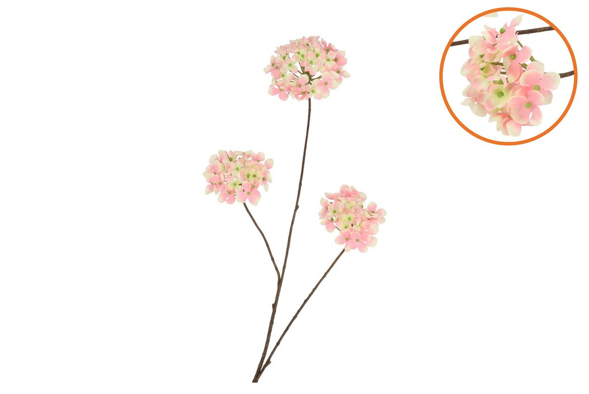 Silk Hydrangea Branch Pink/champagne 85cm