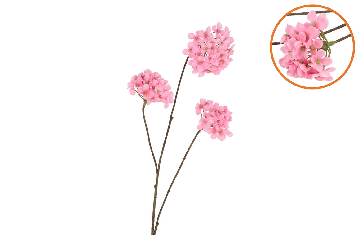 Silk Hydrangea Branch Light Pink 85cm