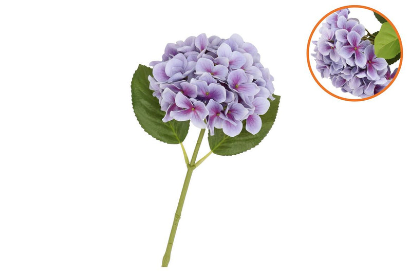 Silk Hydrangea Blue Purple 14x45cm Nm
