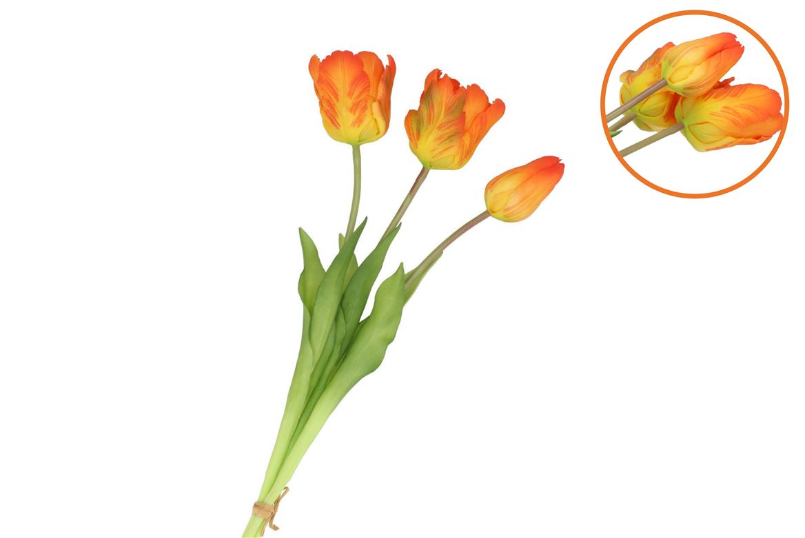 Silk Tulip Bouquet Orange 26x47cm Nm