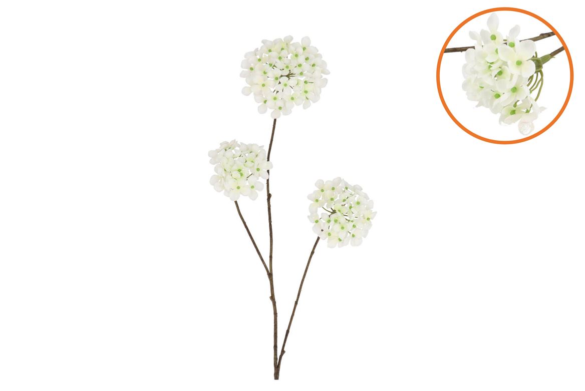 Silk Hydrangea X3 White 85cm Nm